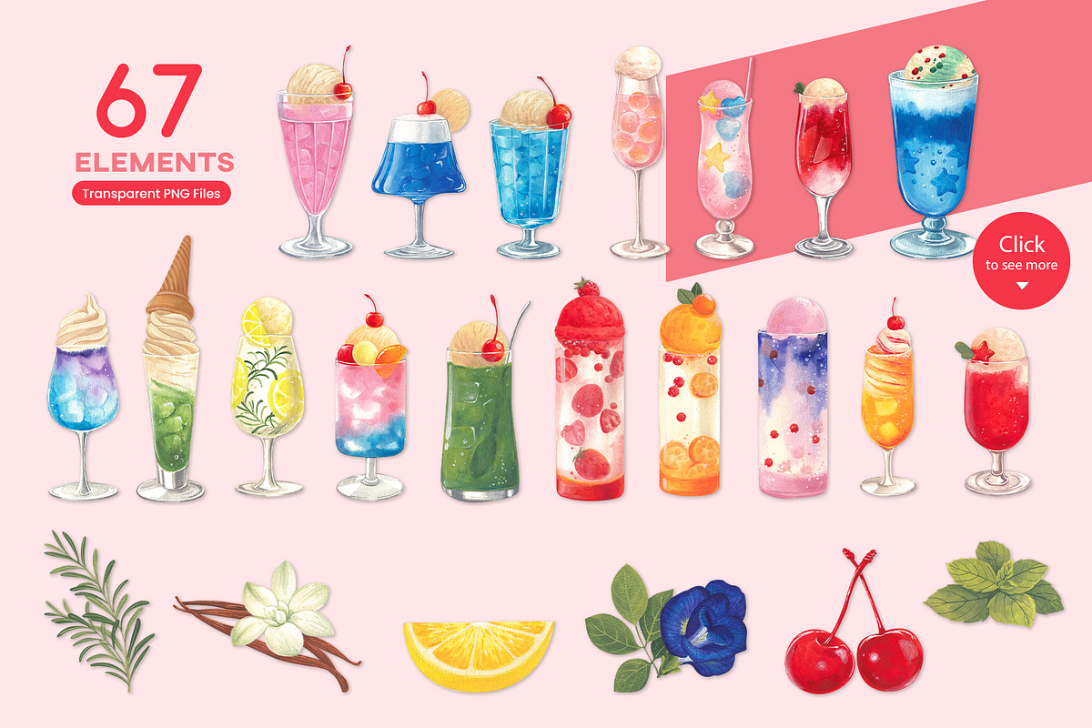 Ice cream Flavors & Soda Drink, a Food Illustration by CreativeValuation (Photo 2 of 13)