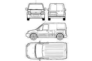 Car Transit 2005 Van, Bus - Vector, an Illustration by Digital-Clipart