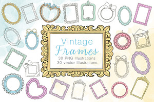 Vintage Frame Illustrations, an Illustration by Mari_Caliart