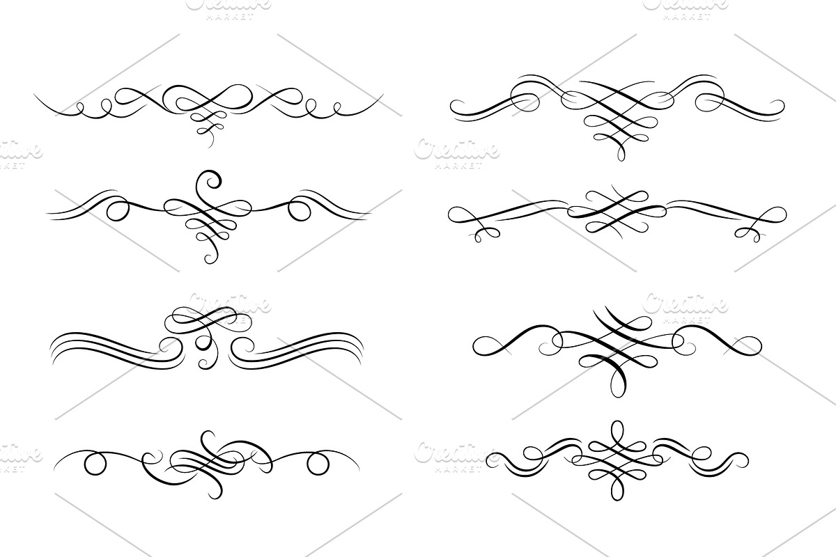 Calligraphy swirls dividers, an Object Graphic by Woters little shop (Photo 2 of 3)