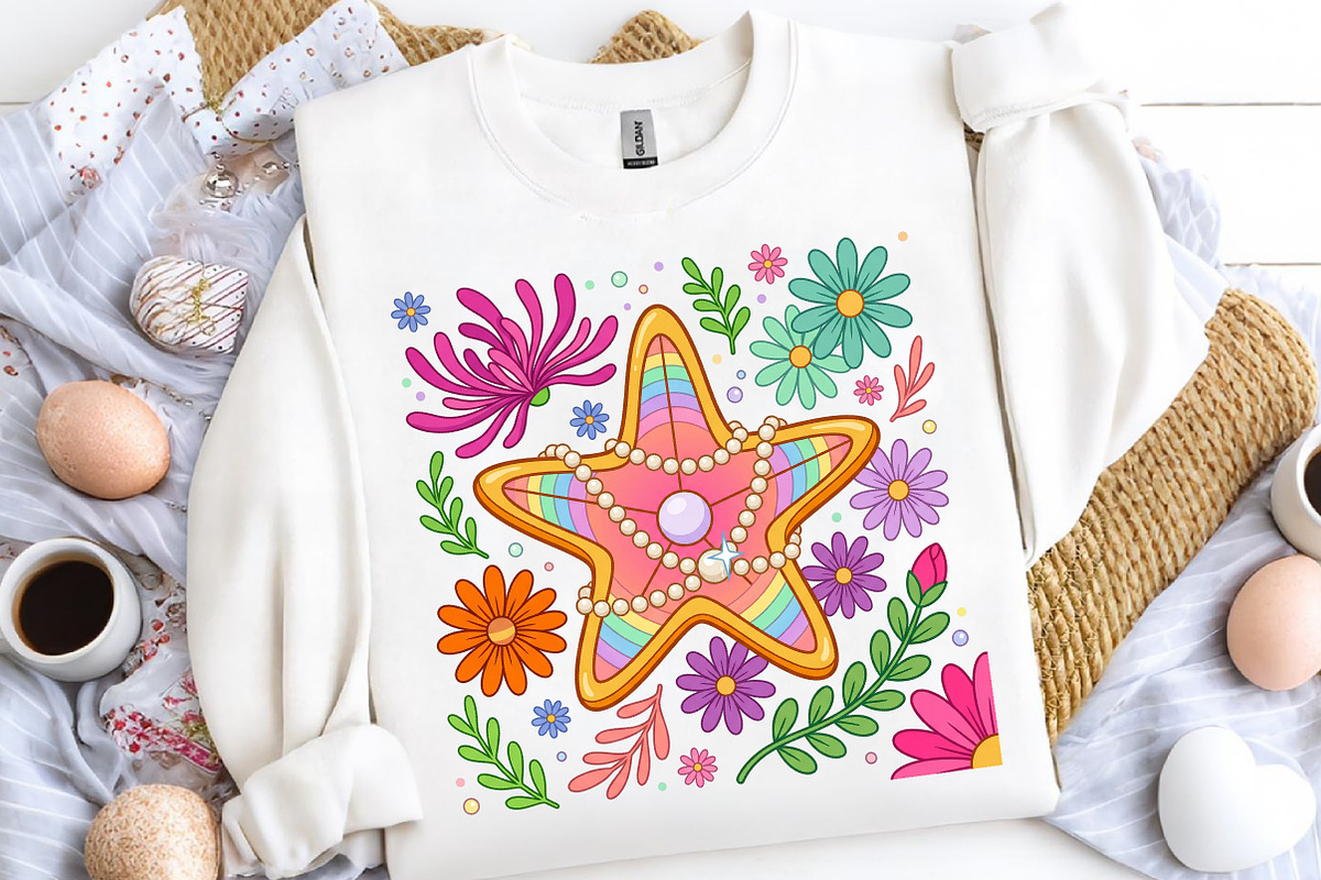 Retro Floral Summer Png, Preppy Star, an Illustration by CreationArt (Photo 5 of 5)