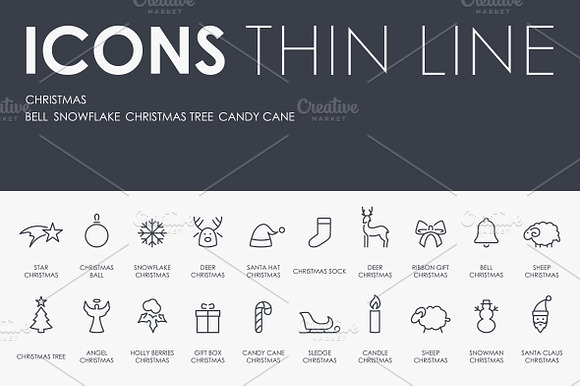 Christmas thinline icons preview 6