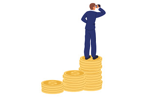 Businessman with binoculars stands, a Person Illustration by Vectorbuum