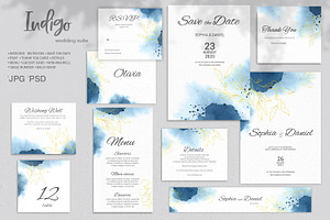 Indigo Wedding Invitation Siute