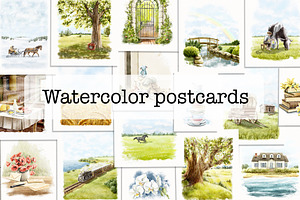 Watercolor postcards, a Food Illustration by Mimomy