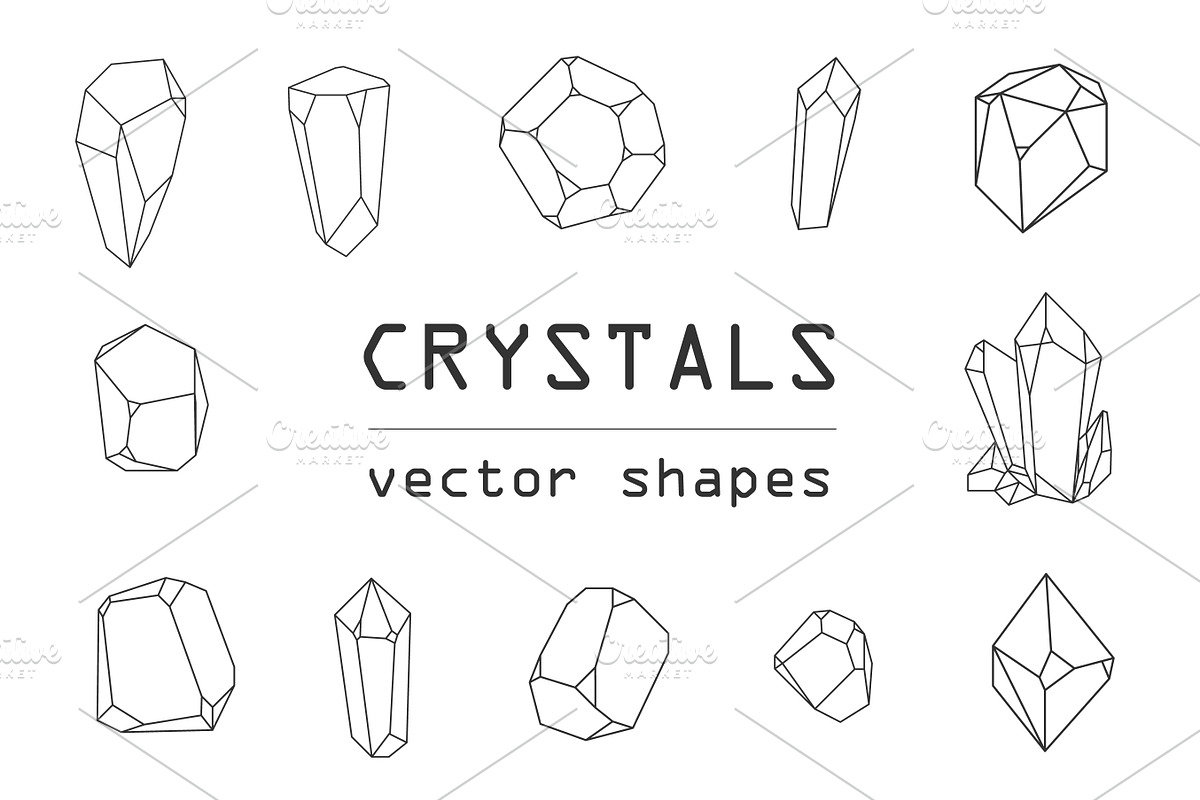 Crystals vector shapes, an Object Illustration by MalinaShop (Photo 2 of 5)
