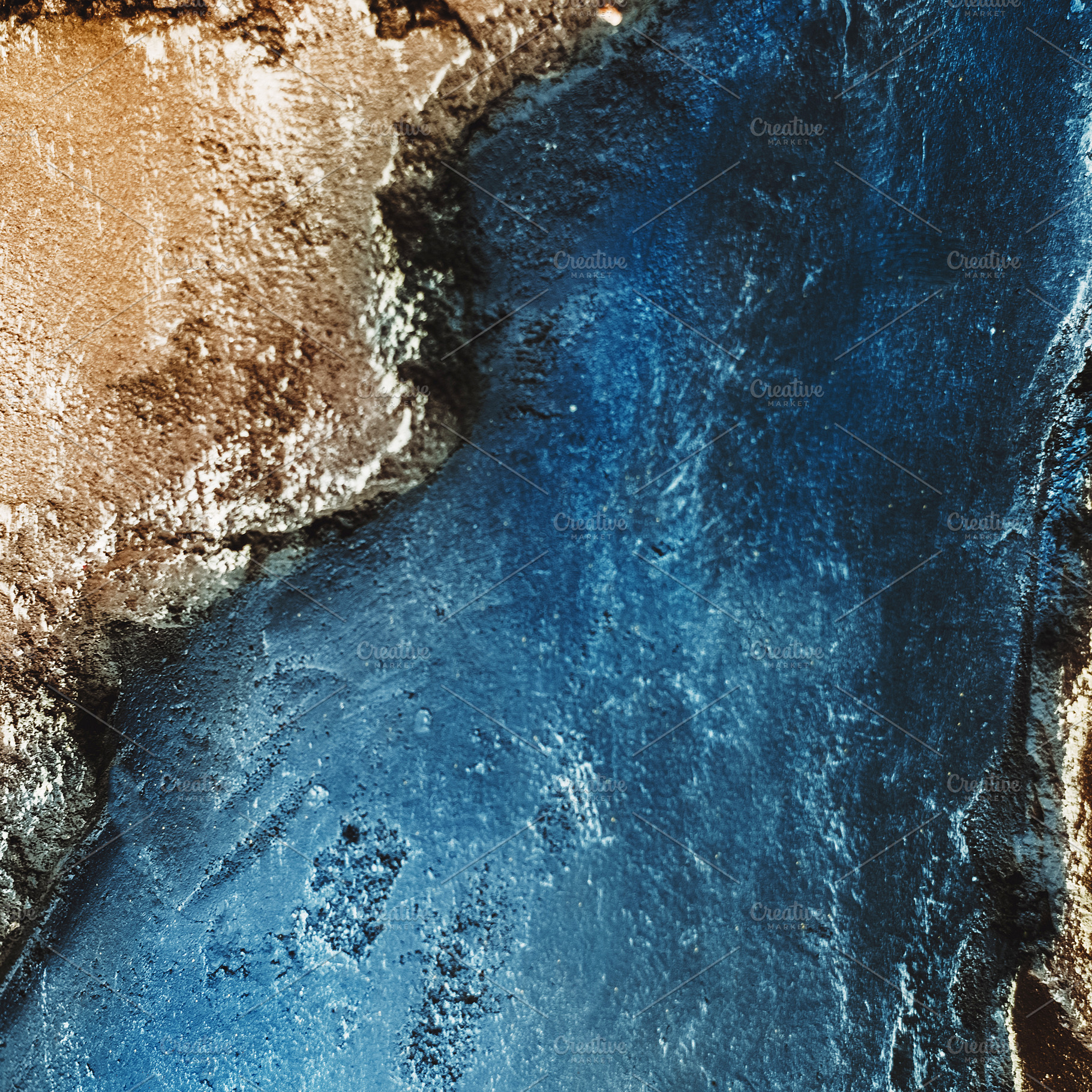 stone of two colors. square. blue saturated color and golden hue. texture and background, an Abstract Photo by My world is my eyes