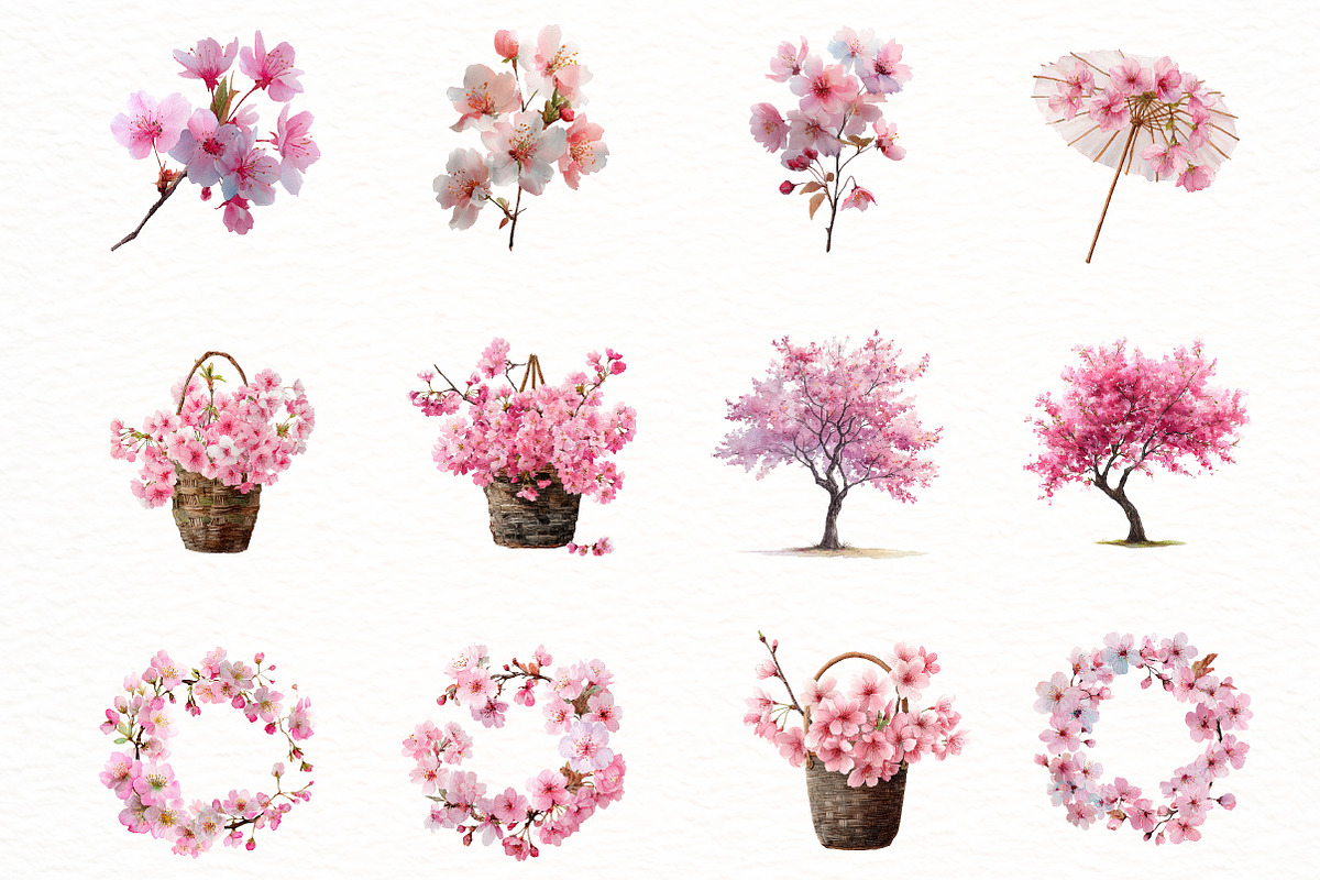 Summer Cherry Blossom Clipart, an Illustration by Designworld (Photo 5 of 6)