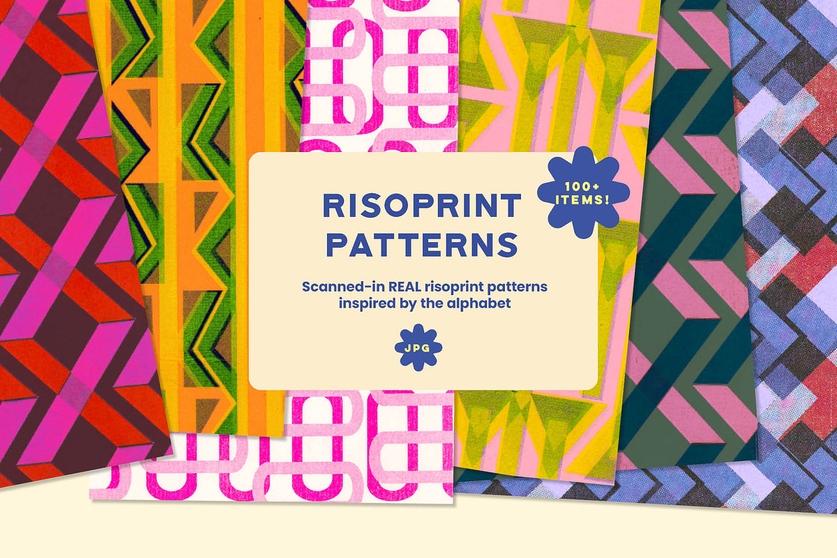 Riso Riot — Real Scans & Patterns, a Pattern Graphic by studiomisprint (Photo 1 of 8)