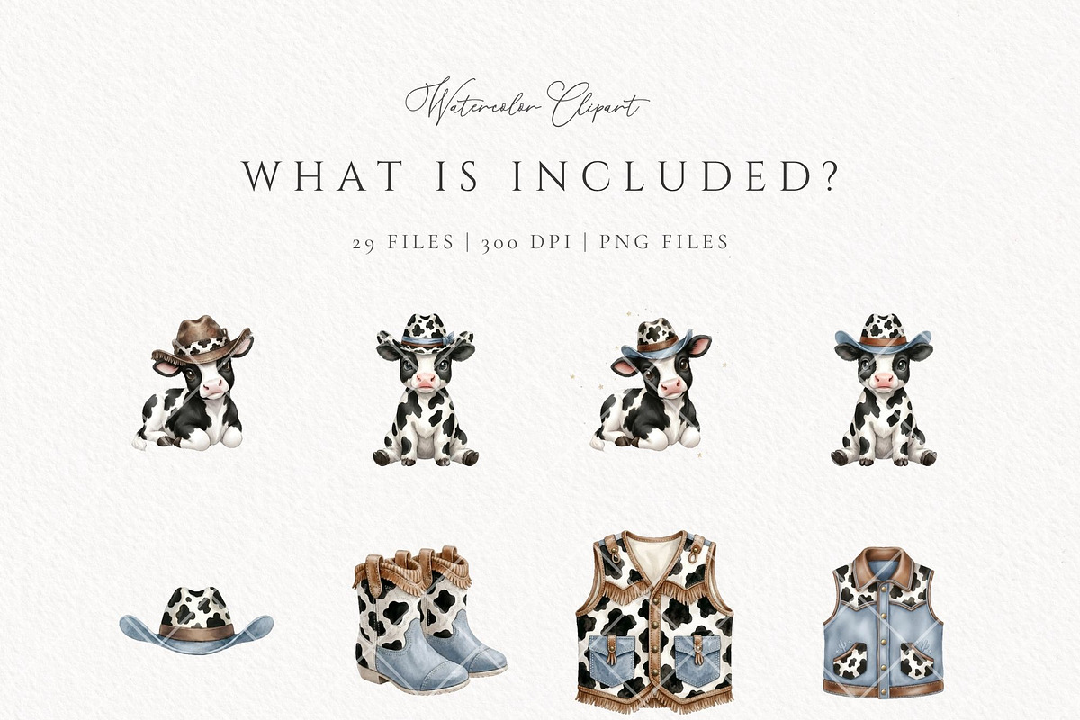 Cowboy Hareford Cow Western Baby, an Animal Illustration by Invite to Clipart (Photo 3 of 7)