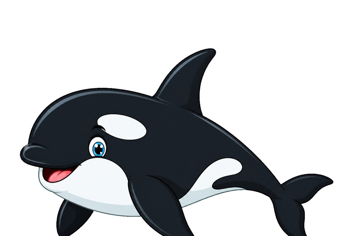 Cute cartoon orca whale isolated on, an Animal Illustration by ZinetroN (Photo 3 of 3)