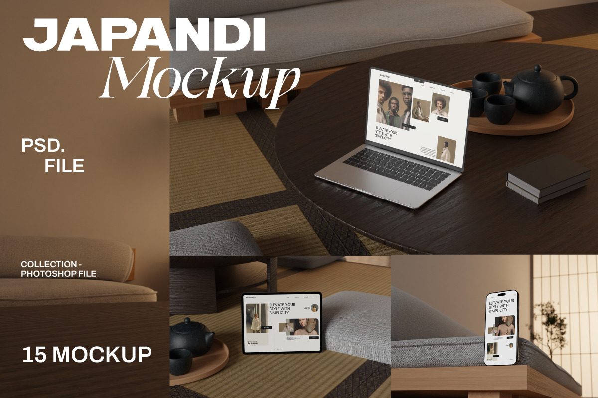 Japandi Branding Mockup Bundle, a Device Mockup by Dirtytemp Studio (Photo 1 of 5)