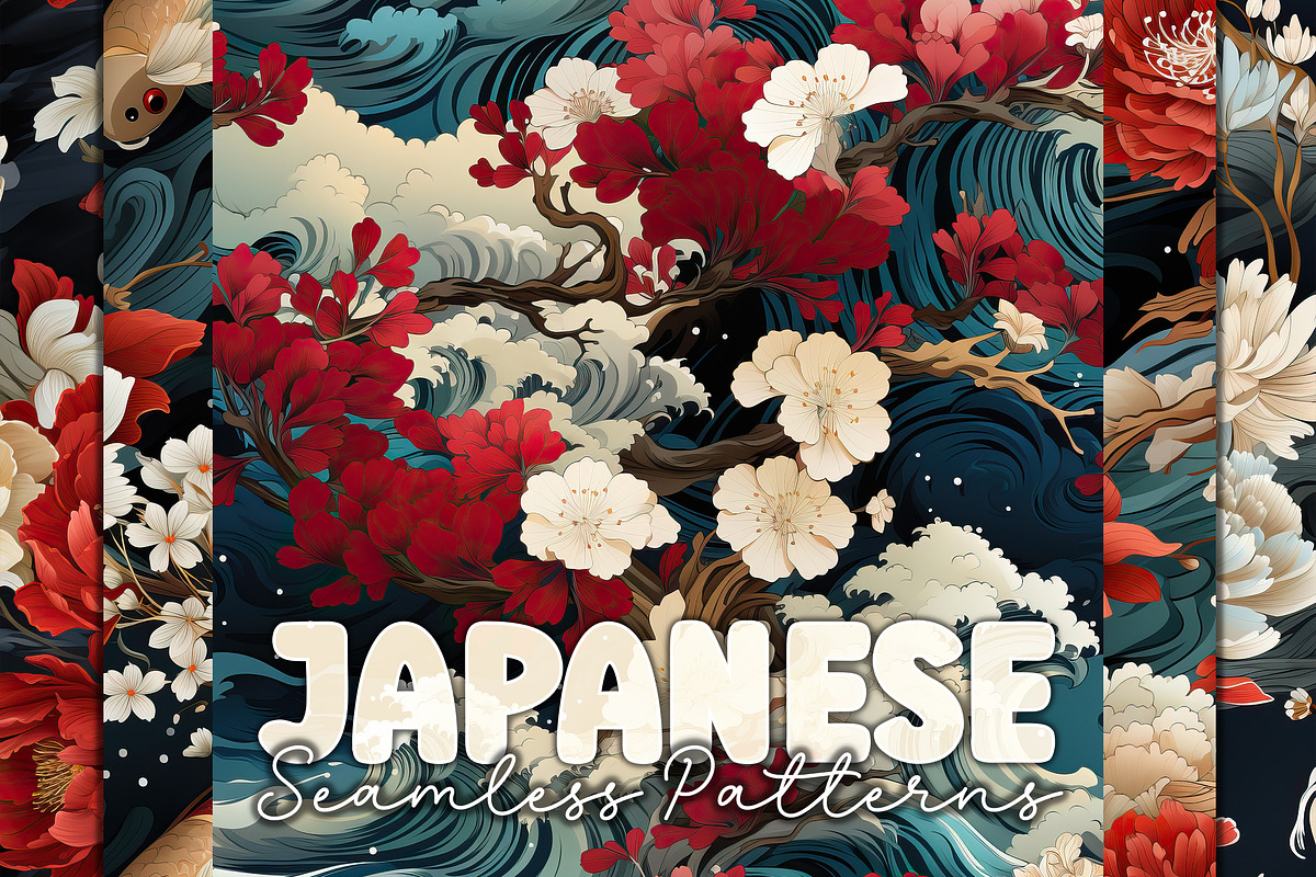 Japanese Seamless Patterns, a Pattern Graphic by Curve Design
