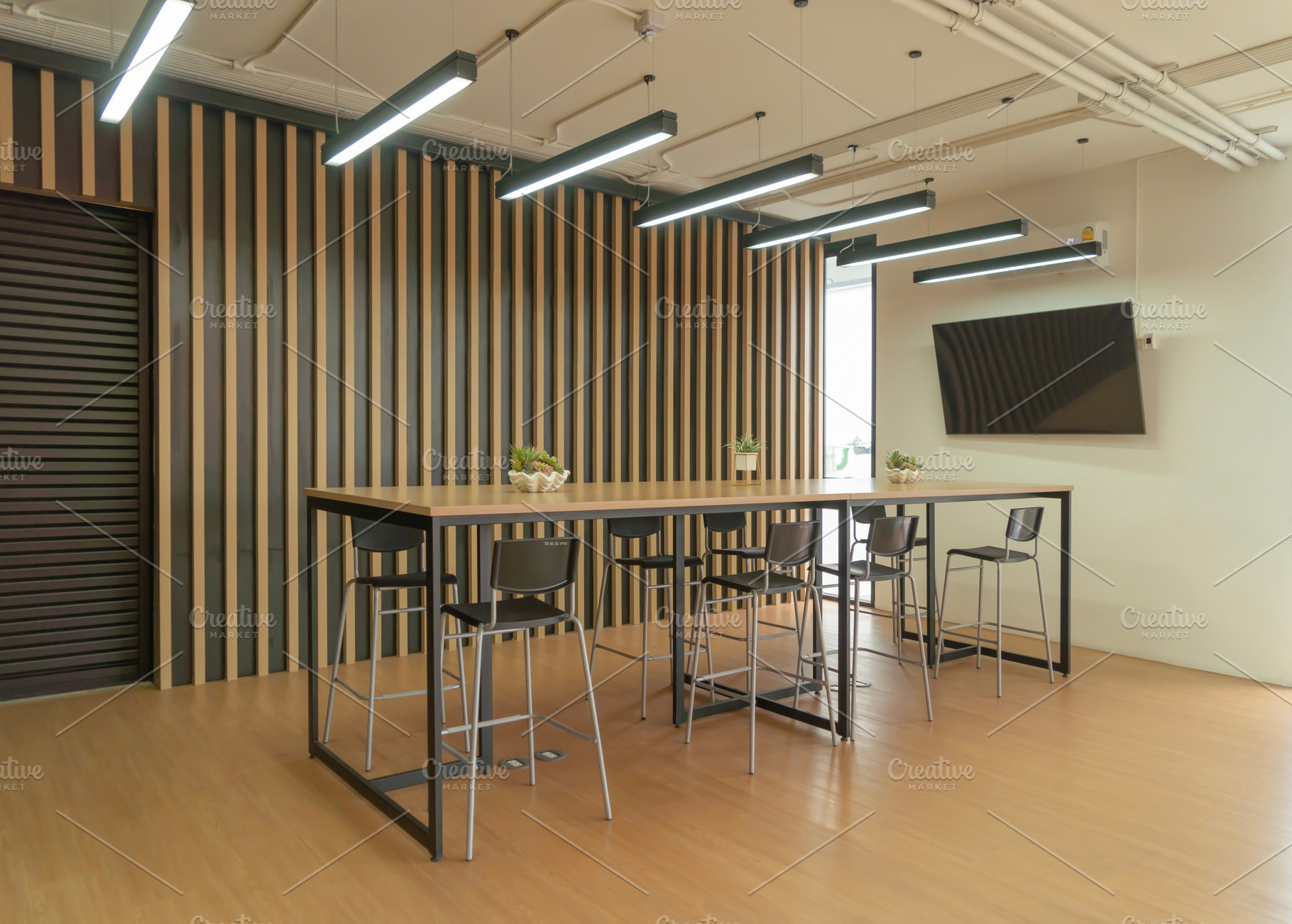 Modern community lounge service with TV monitor. Meeting room or, a Photo by Tampatra