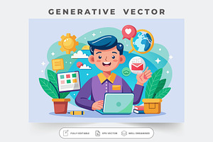 A cheerful individual interacts with, a Graphic by SouravDesign