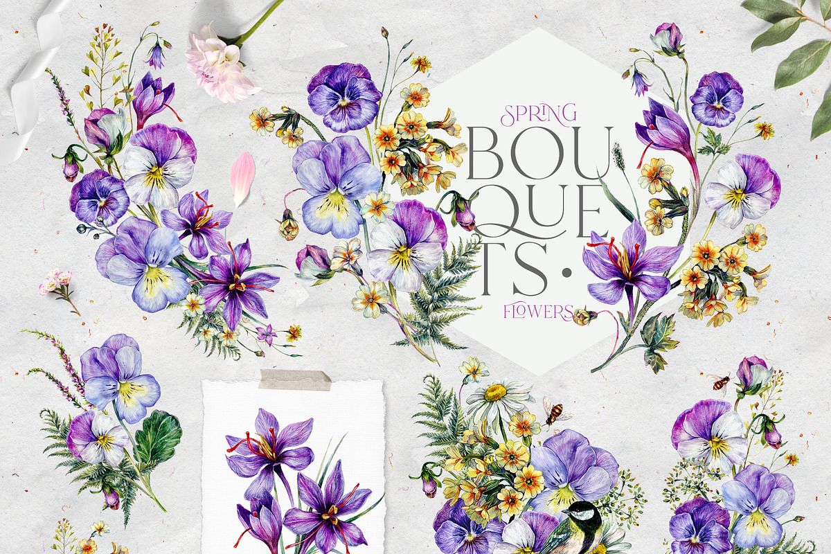 SPRING FLOWERS Watercolor Collection, a Decorative Illustration by Inna Sinano (Photo 4 of 11)