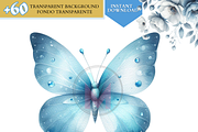Watercolor Blue butterflies clipart, a Decorative Illustration by VM PARTYS  BY TAIRUMA (Thumbnail 4 of 8)