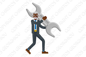 Mature Black Business Man Holding, a Person Illustration by Christos Georghiou