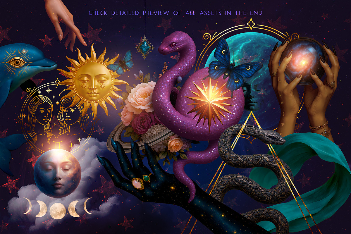 Celestial Cosmic Magic Moon Stars, an Object Graphic by Anna Babich (Photo 4 of 10)