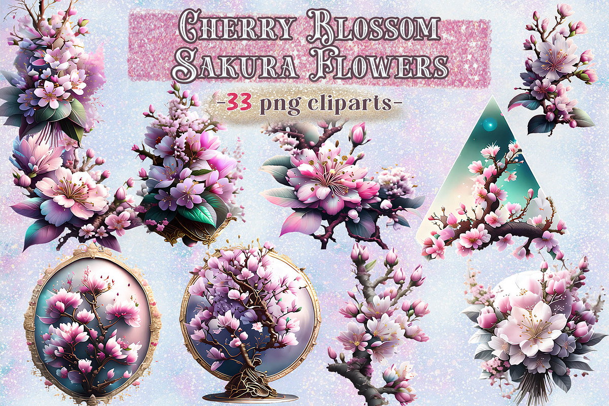 Cherry Blossom Sakura Flowers, a Seasonal Illustration by EdeniaArtStudio (Photo 1 of 8)