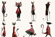 Watercolor Whimsical Cat Clipart, an Animal Illustration by BusyDaydesign (Thumbnail 7 of 9)