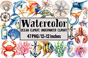 Ocean Clipart, Underwater Clipart, an Illustration by Design Market (Thumbnail 1 of 4)