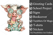 Whimsical Summer Pig Clipart Bundle, a Seasonal Illustration by Canvas Craft (Thumbnail 3 of 7)