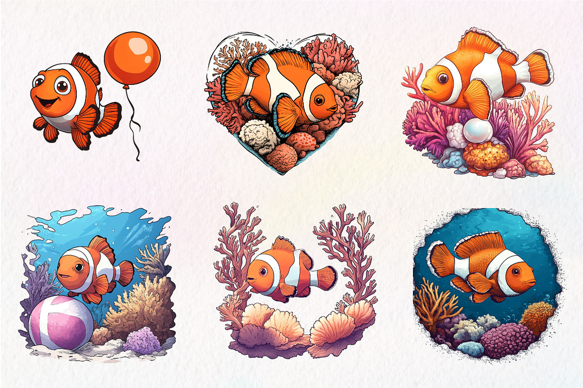 Cute Clownfish Clipart, an Illustration by CreationArt (Photo 6 of 9)