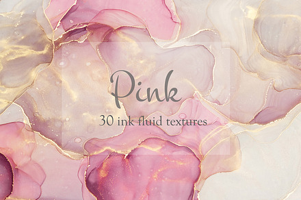 Pink ink fluid textures