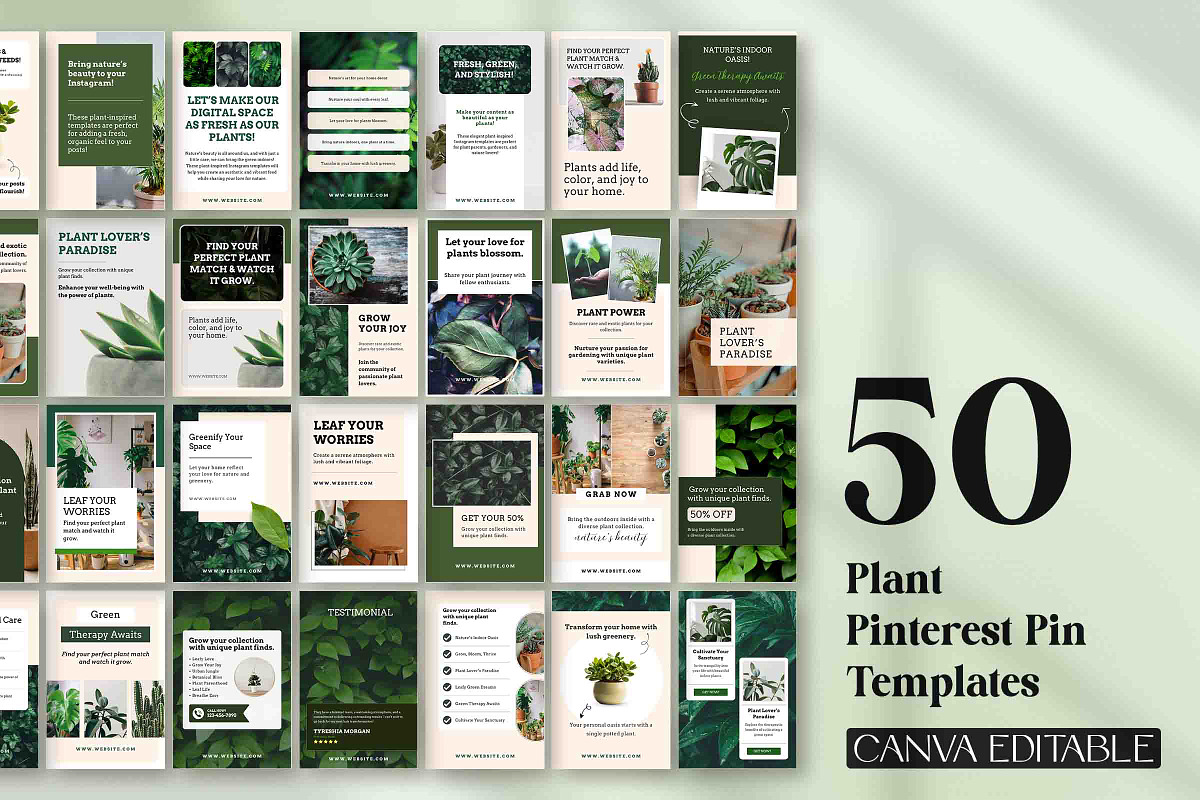 Plant Pinterest Pins Canva Templates, a Social Media Template by Snapybiz (Photo 3 of 10)