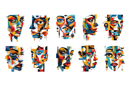 Abstract geometric faces, man woman, an Illustration by Stock-Smart-Start