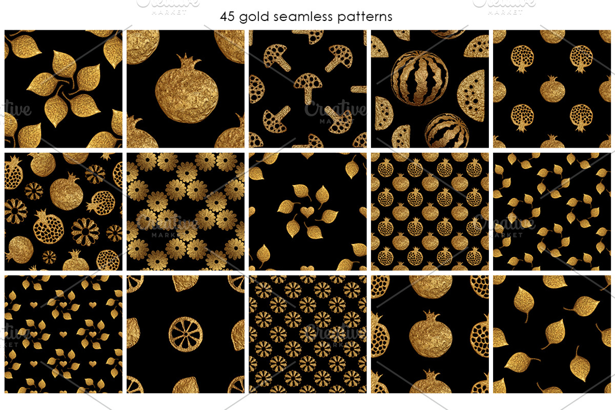 GOLD NATURE on black, a Pattern Graphic by xgart (Photo 3 of 6)