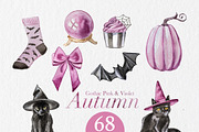 Gothic Pink&Violet Autumn Clipart, a Seasonal Illustration by ArtCreationsDesign (Thumbnail 5 of 13)