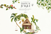 Tropical jungle - watercolor set, a Decorative Illustration by Pamyatka Shop (Thumbnail 10 of 27)