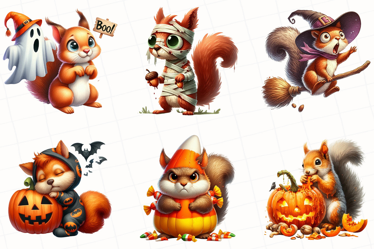 Halloween Squirrel Clipart, an Illustration by OK Design (Photo 3 of 5)