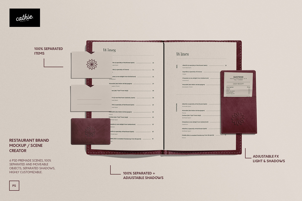Restaurant Branding Mockup Kit, a Books & Magazine Mockup by Catkie - Digital Art (Photo 2 of 8)