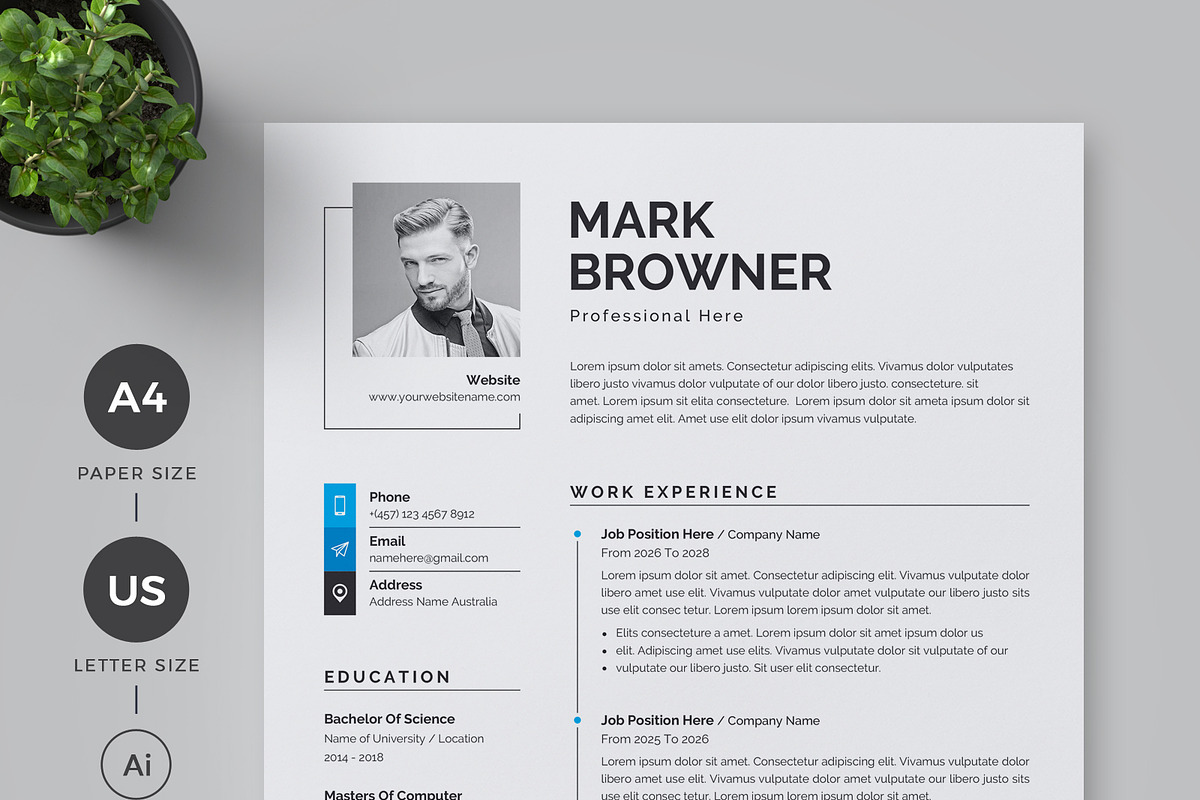Resume/CV Template, a Resume Template by Proper_media (Photo 1 of 5)