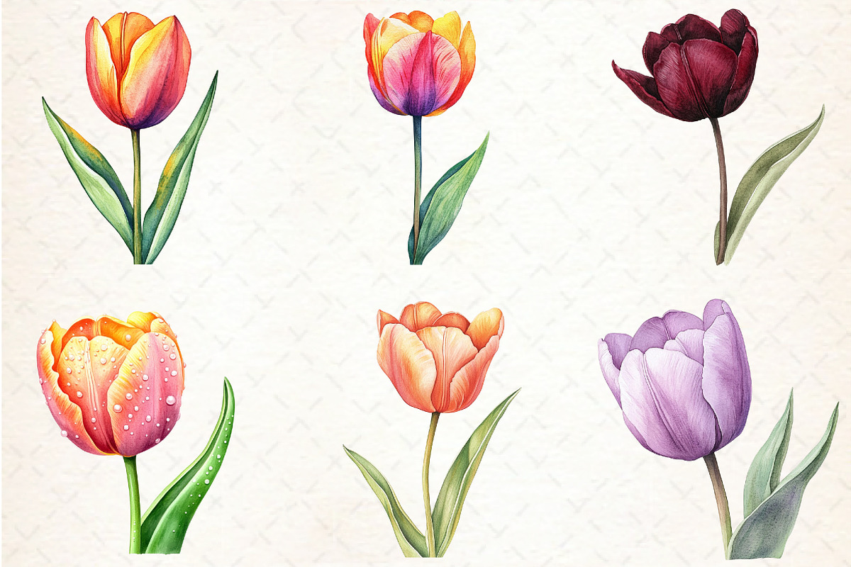 Watercolor Tulip Clipart, an Illustration by Libby Wishes (Photo 4 of 5)