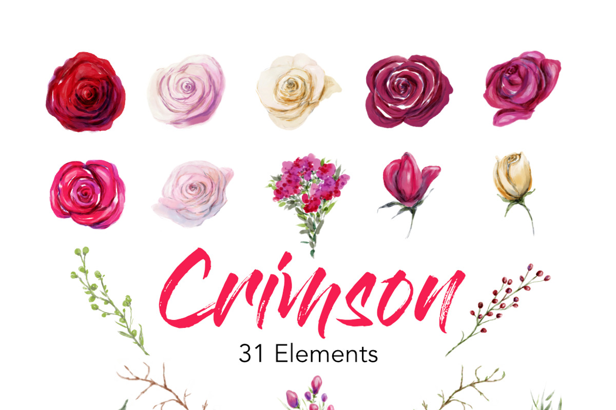 Red White Pink Flowers Watercolor, an Illustration by Feather Grace Designs (Photo 7 of 8)