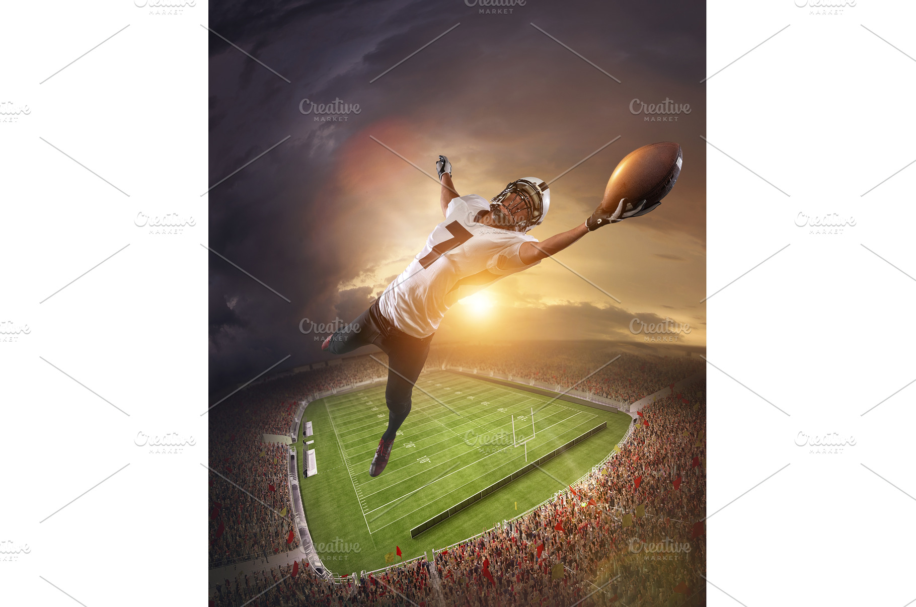 American football players catching, a Person Photo by Volodymyr Melnyk