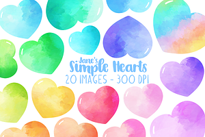 Watercolor Hearts Clipart