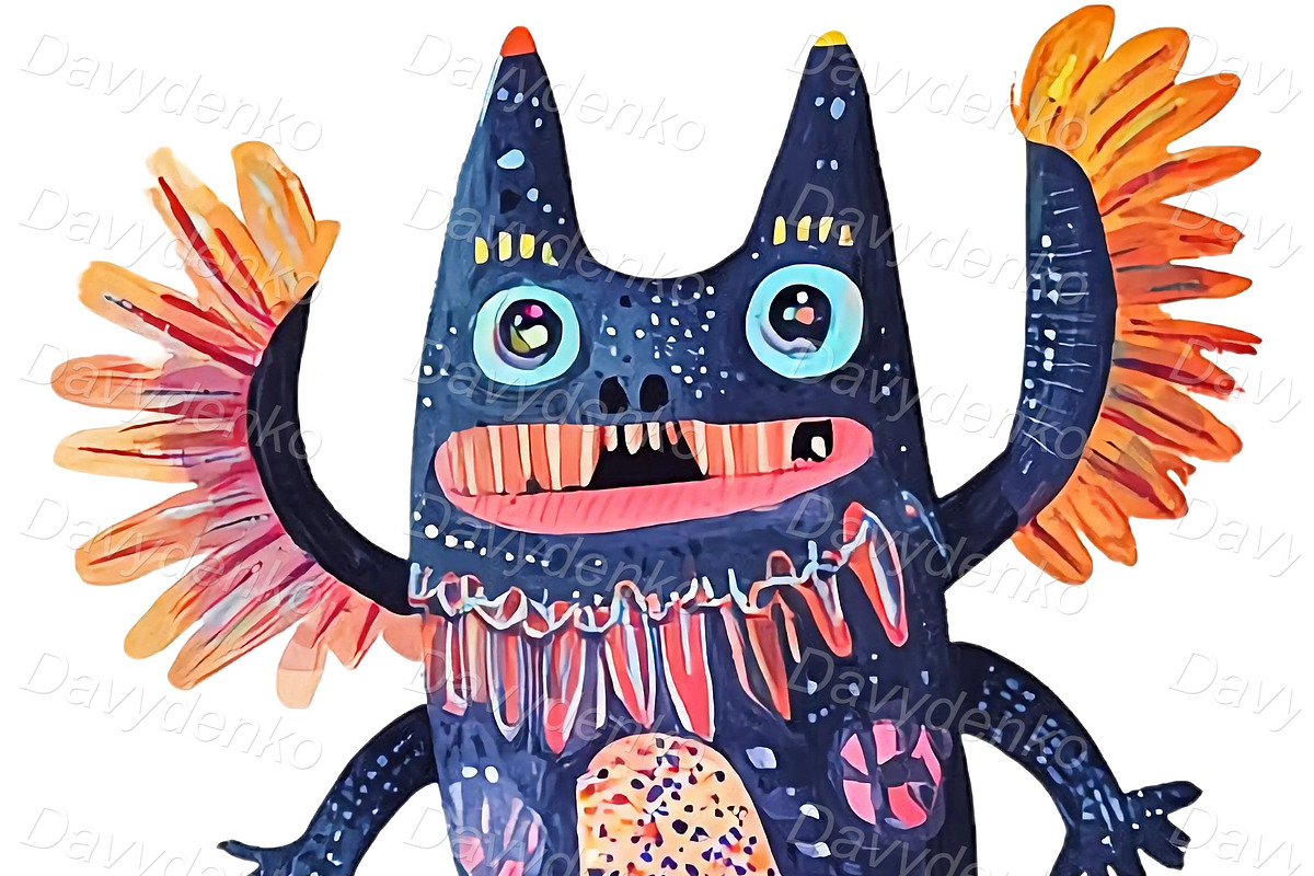 Cartoon monster stickers PNG set, an Animal Illustration by Bubert Art (Photo 5 of 6)