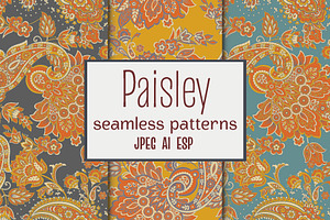 Paisley seamless fabric patterns, a Pattern Graphic by antalogiya