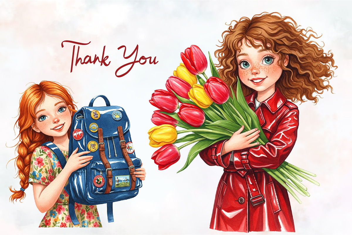 Red Spring Travel Watercolor Clipart, an Illustration by RobertsArt (Photo 6 of 8)