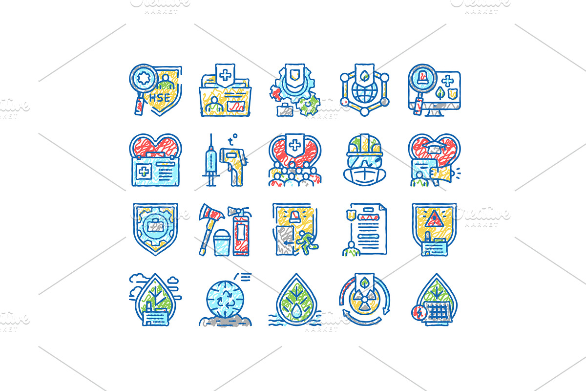 Health Safety Environment Hse Icons, an Object Illustration by pikepicture