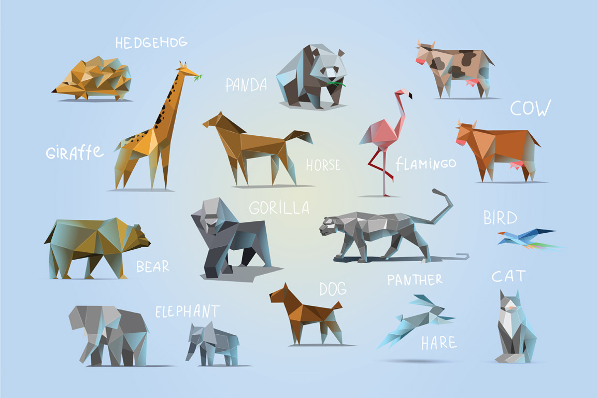 Set of vector polygonal animals, an Object Graphic by lemonoff (Photo 1 of 7)