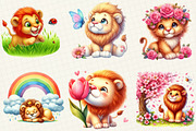 Cute Spring Lion Clipart, an Illustration by OK Design (Thumbnail 2 of 5)