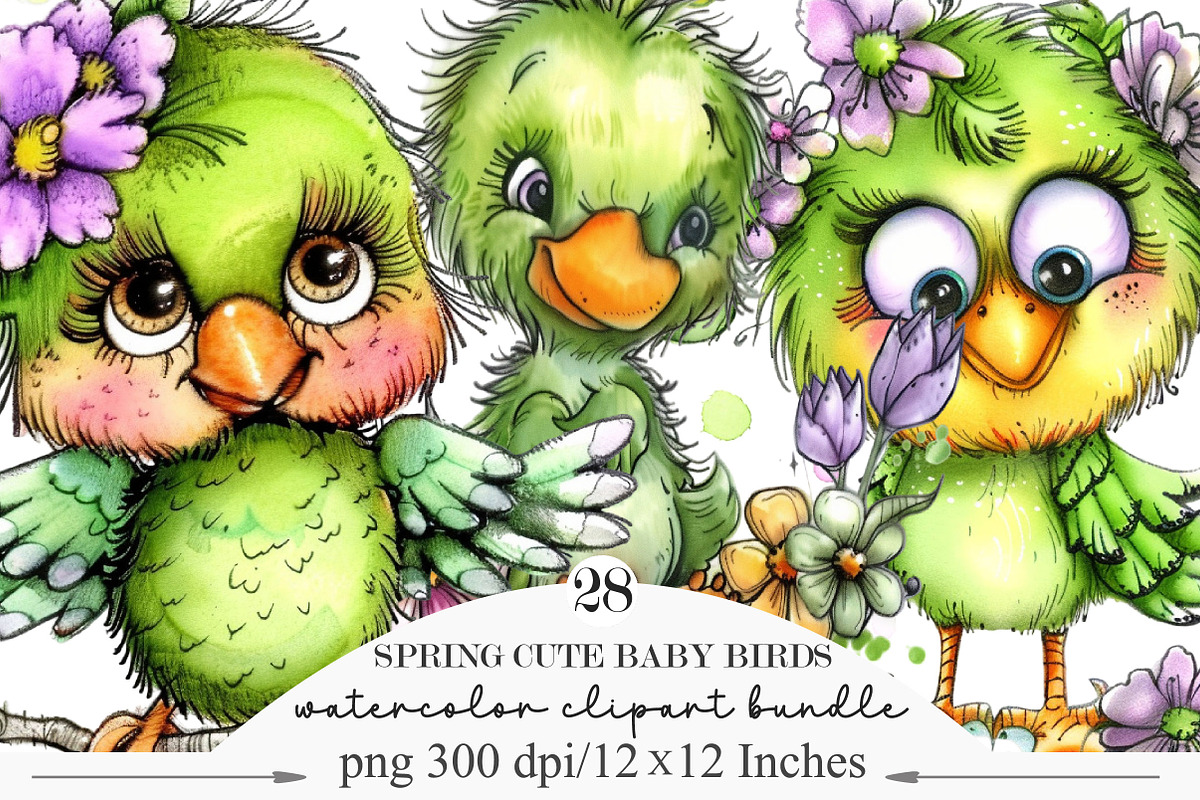 Spring Cute Baby Birds Sublimation, an Illustration by Designking (Photo 1 of 5)