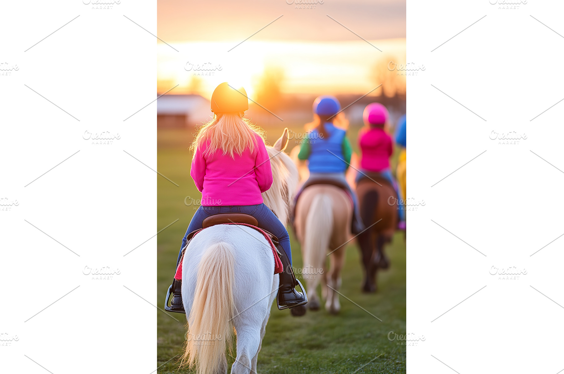Group horseback riding at sunset, a Sports & Recreation Photo by Lermont51