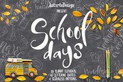 School days-clipart+lettering, an Education Illustration by Astarte_design (Thumbnail 1 of 11)